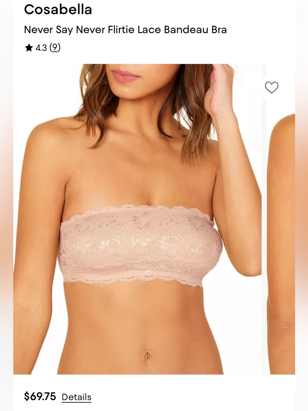 Cosabella Flirty Never Say Never Bandeau Bra M